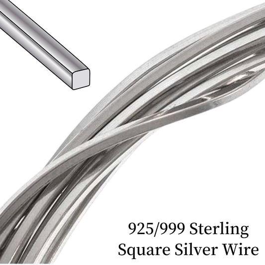 925/999 Sterling Silver Square Wire,Soft Half Hard Wire Beading Wire Wire Wrap For DIY Jewelry Making Accessories,3 Feet(90cm)
